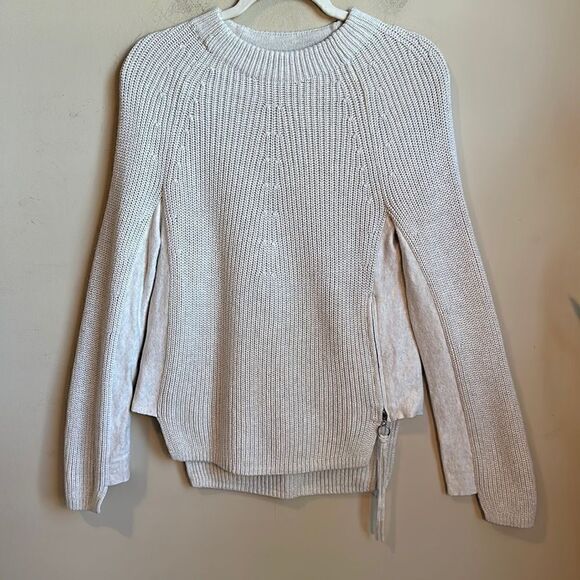 OUI RUBI JUMPER WITH ZIP Side Sweater 4 (cream/tan) - Picture 2 of 7